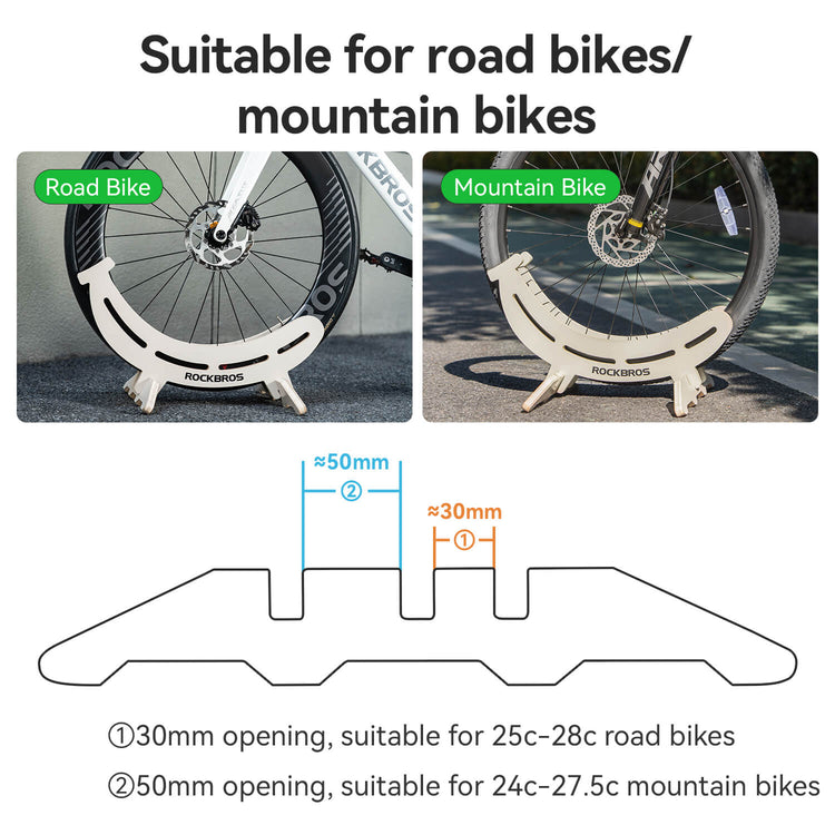 ROCKBROS Adjustable Wooden Bike Stand Durable Floor Rack