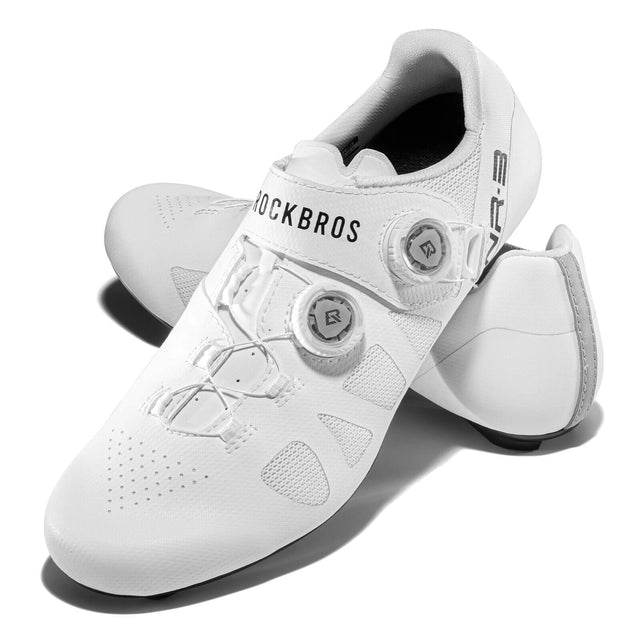 ROCKBROS Carbon Fiber Sole Road Bike Shoes Color White
