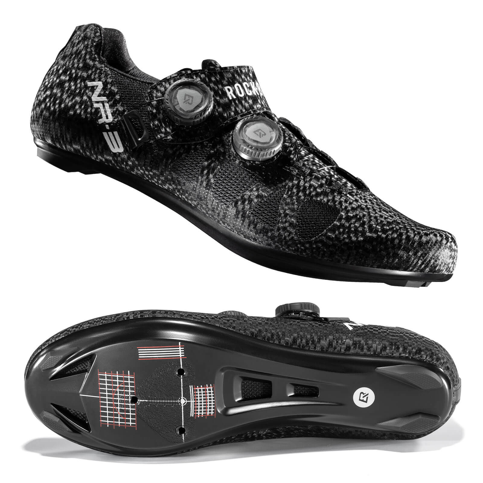 ROCKBROS Carbon Fiber Sole Road Bike Shoes Color Black