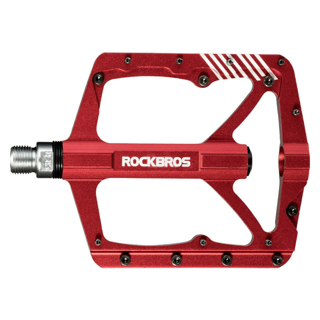 ROCKBROS Mountain Bike Aluminum Alloy Pedals with Bearing, Non-Slip Design Color Red