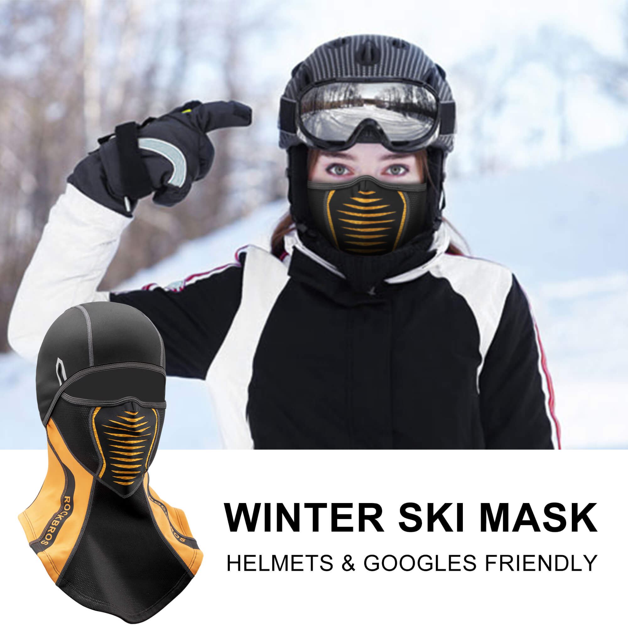 all-groups ROCKBROS Windproof Winter Balaclava | Warm Full Face Cover & Neck