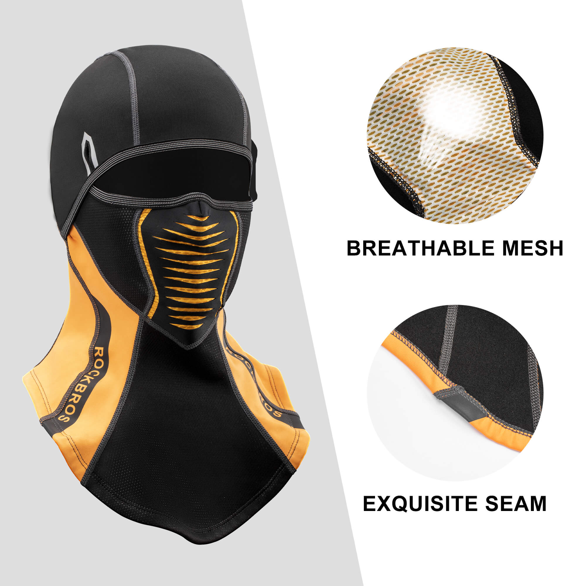 ROCKBROS Windproof Winter Balaclava | Warm Full Face Cover & Neck Color Orange Black