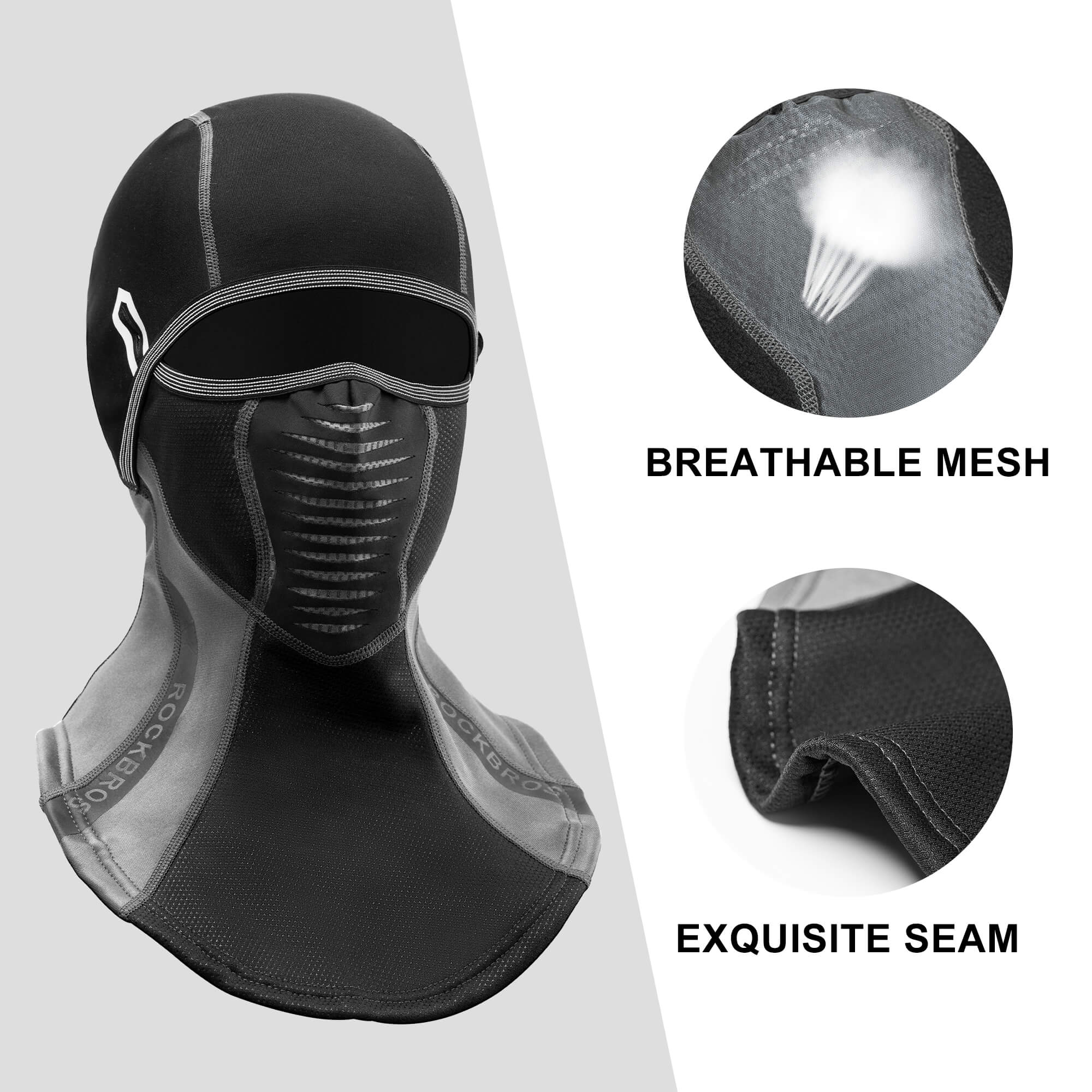 ROCKBROS Windproof Winter Balaclava | Warm Full Face Cover & Neck Color Gray Black