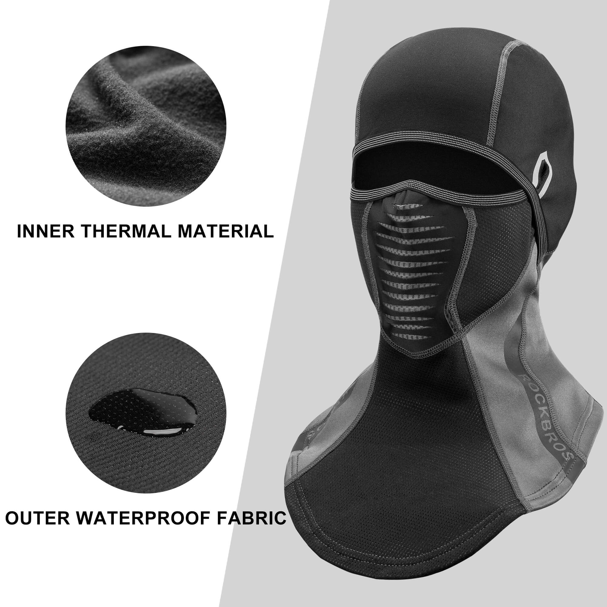 ROCKBROS Windproof Winter Balaclava | Warm Full Face Cover & Neck Color Gray Black