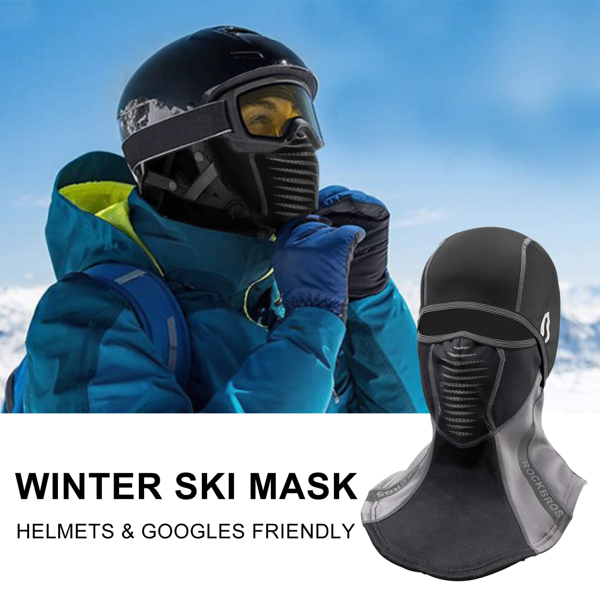 all-groups ROCKBROS Windproof Winter Balaclava | Warm Full Face Cover & Neck