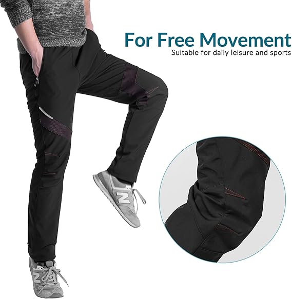 ROCKBROS Windproof Winter Fleece Cycling Trousers  Waterproof Joggers with Zip Pockets