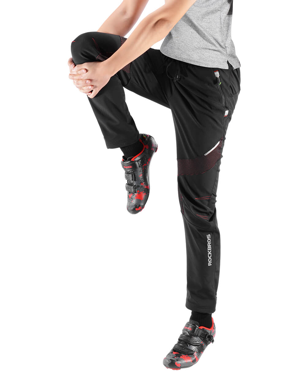 ROCKBROS Windproof Winter Fleece Cycling Trousers  Waterproof Joggers with Zip Pockets