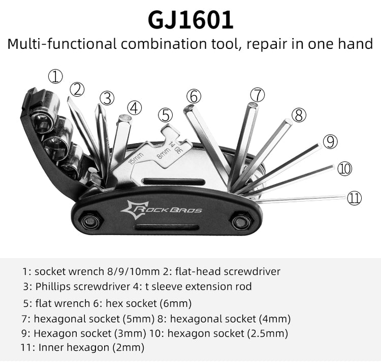 ROCKBROS 16-in-1 Portable Bike Repair Kit Options GJ1601