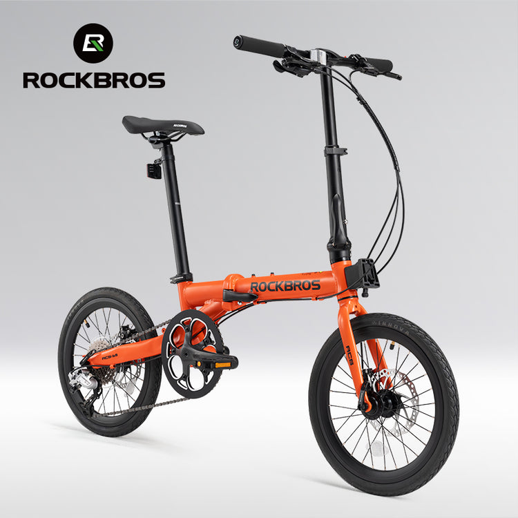 ROCKBROS ACS 16 Inch Folding Bike 9 Speed 11-32T Cassette Disc Brake_Color Orange
