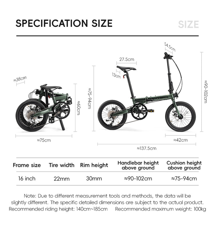 all-groups ROCKBROS ACS 16 Inch Folding Bike 9 Speed 11-32T Cassette Disc Brake