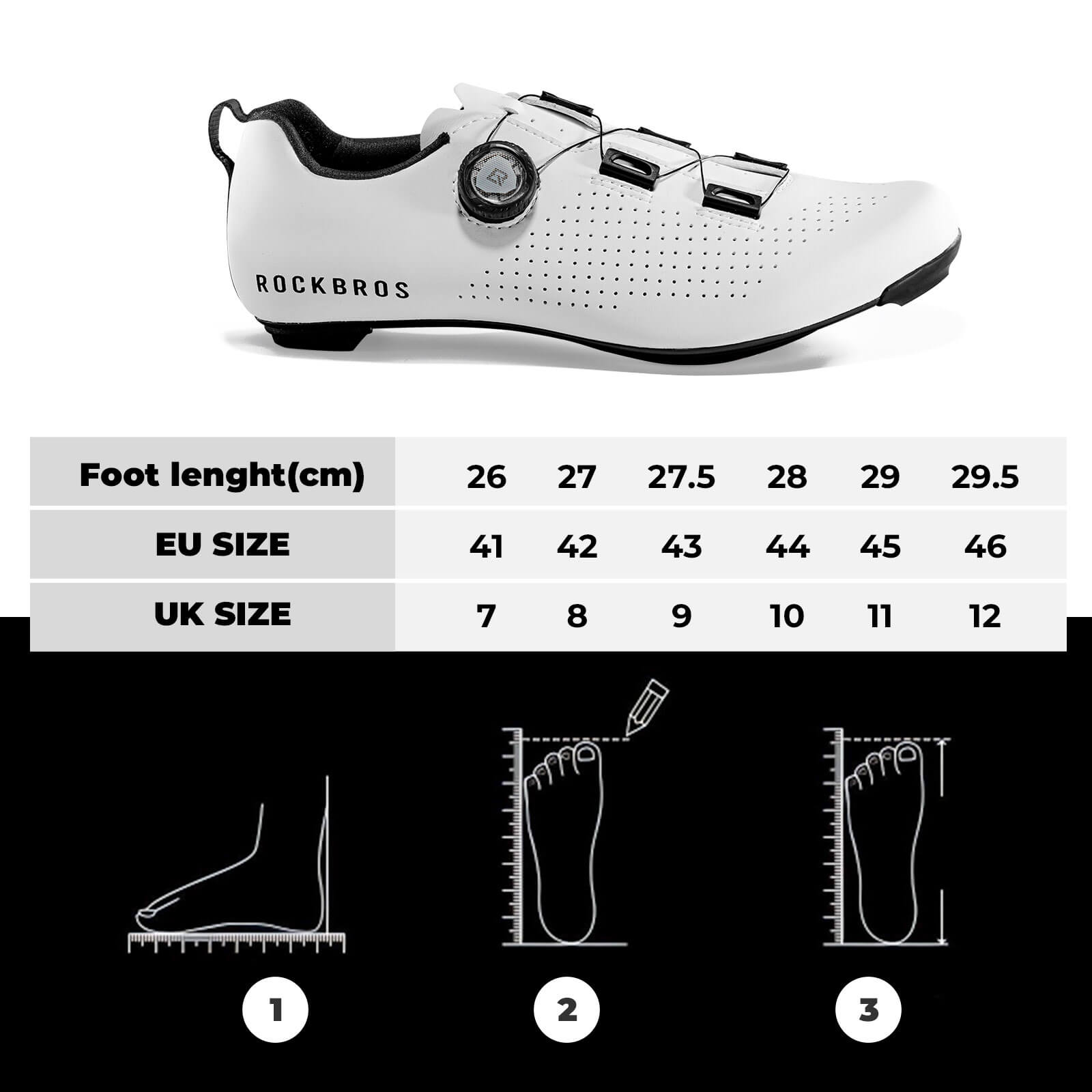 ROCKBROS Carbon Fiber Sole Road Bike Shoes Color CR5 White