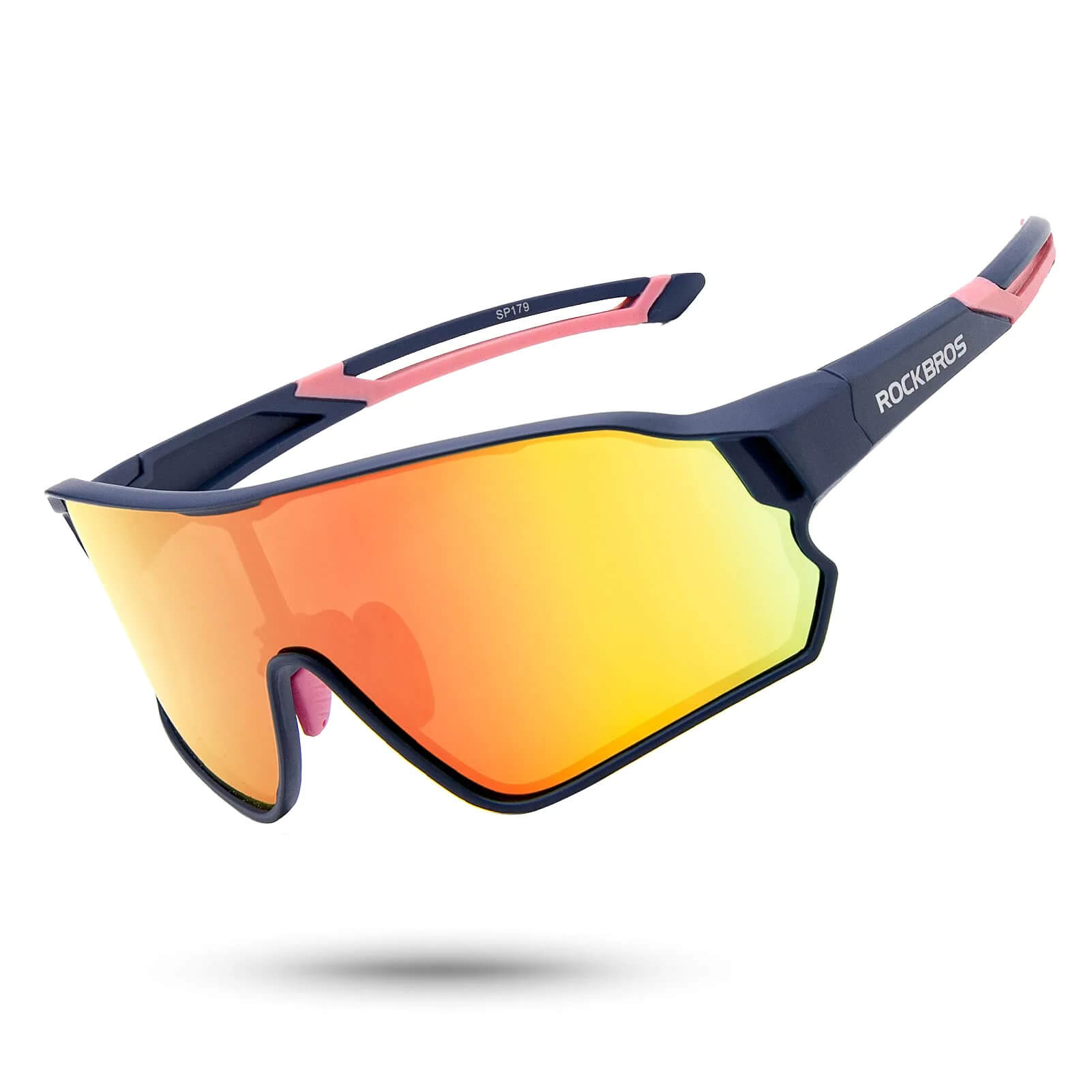 Rockbros Polarised Full Lens Sunglasses Cycling Bicycle Glasses Outdoor Sports Eyewear UV400 #Color_Blue Pink
