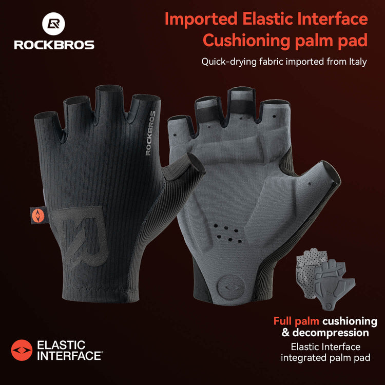 ROCKBROS Gel-Padded Half-Finger Cycling Gloves with Elastic Interface