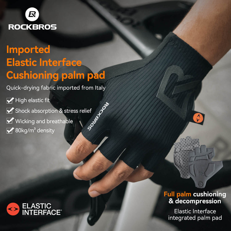 ROCKBROS Gel-Padded Half-Finger Cycling Gloves with Elastic Interface