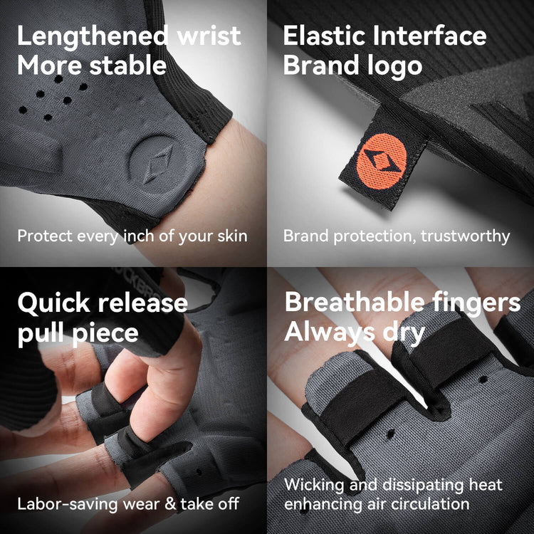 ROCKBROS Gel-Padded Half-Finger Cycling Gloves with Elastic Interface