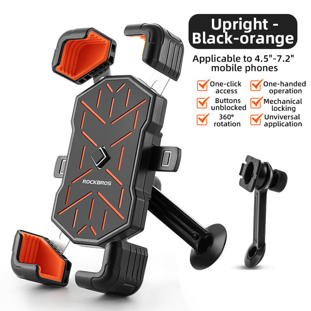 ROCKBROS HW-117 Bike Phone Holder 1s Lock Bike_Size_Upright_Color_Orange