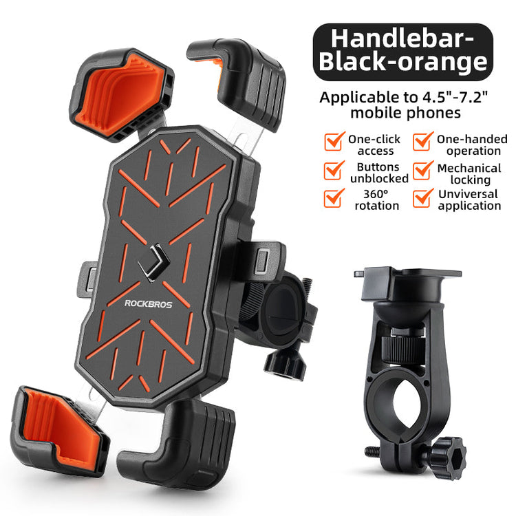 ROCKBROS HW-117 Bike Phone Holder 1s Lock Bike_Size_Handlebar_Color_Orange