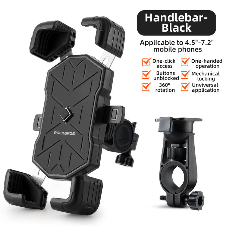 ROCKBROS HW-117 Bike Phone Holder 1s Lock Bike_Size_Handlebar_Color_OrangeBike_Size_Handlebar_Color_Black