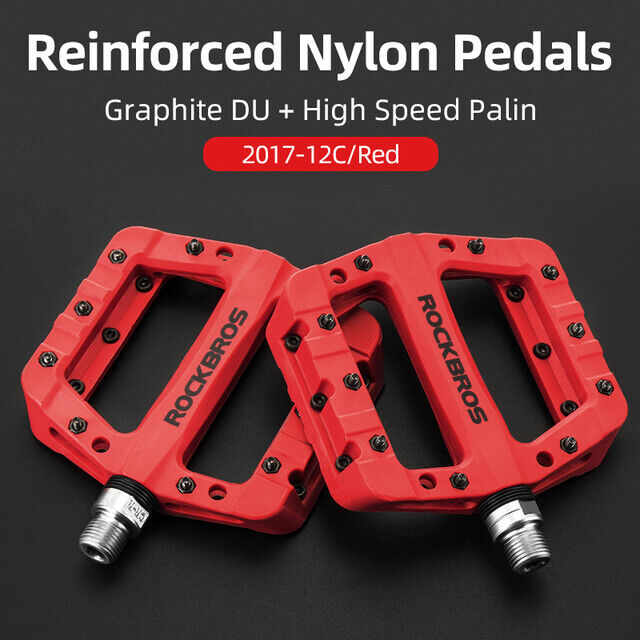 ROCKBROS Lightweight Bike Pedals in Various Colours (Pair)#Color_Red