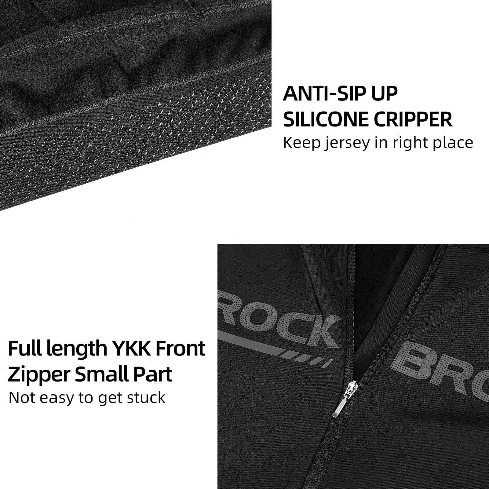 ROCKBROS Long Sleeve Cycling Jersey for Autumn/Winter with Full Zipper and Rear Pockets