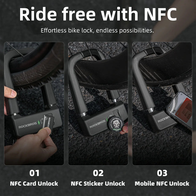 ROCKBROS NFC Smart U Lock – Heavy Duty Anti-Theft Bike Lock