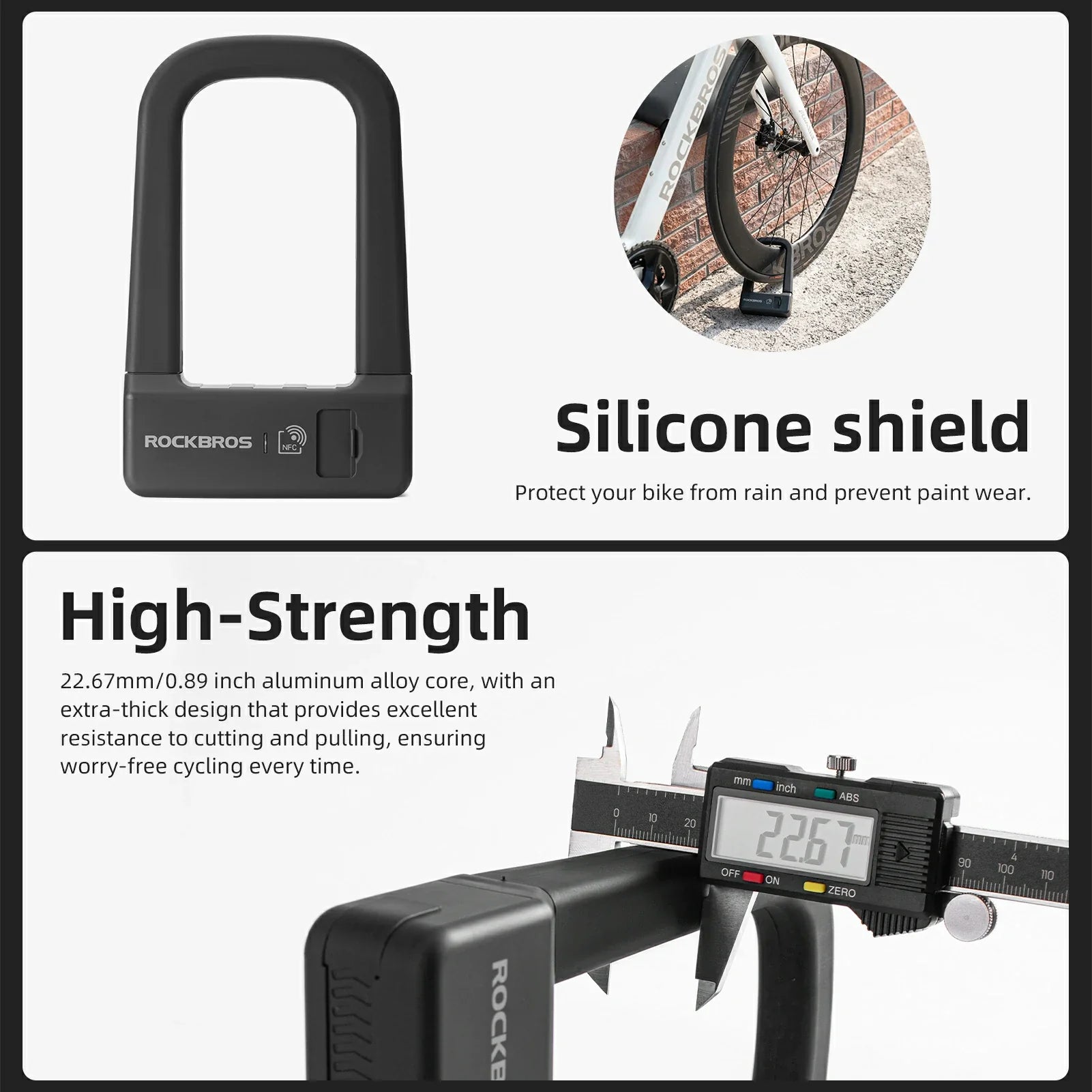 ROCKBROS NFC Smart U Lock – Heavy Duty Anti-Theft Bike Lock