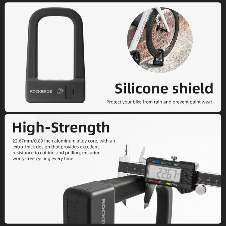 ROCKBROS NFC Smart U Lock – Heavy Duty Anti-Theft Bike Lock