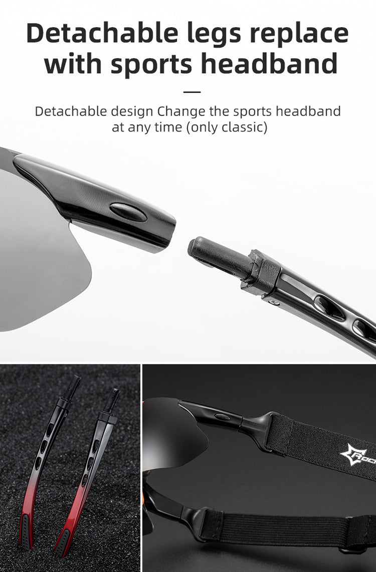ROCKBROS Photochromic Cycling Sunglasses Hiking Fishing Golf Sports Glasses Half Frame UV400