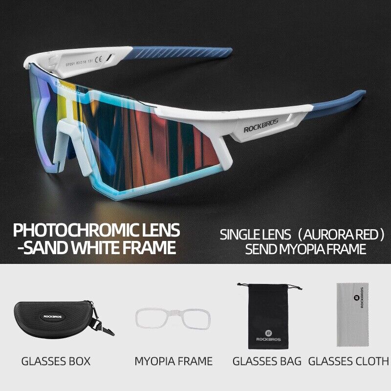 ROCKBROS Photochromic Goggle Cycling Sunglasses Sport Road Mountain Bike Glasses#Style_Transparent Photochromic