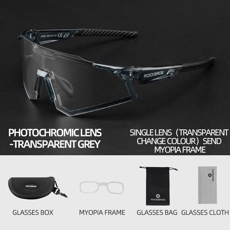 ROCKBROS Photochromic Goggle Cycling Sunglasses Sport Road Mountain Bike Glasses#Style_Grey Photochromic