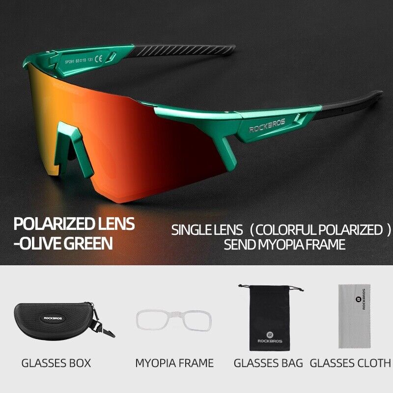 ROCKBROS Photochromic Goggle Cycling Sunglasses Sport Road Mountain Bike Glasses#Style_Green Polarized