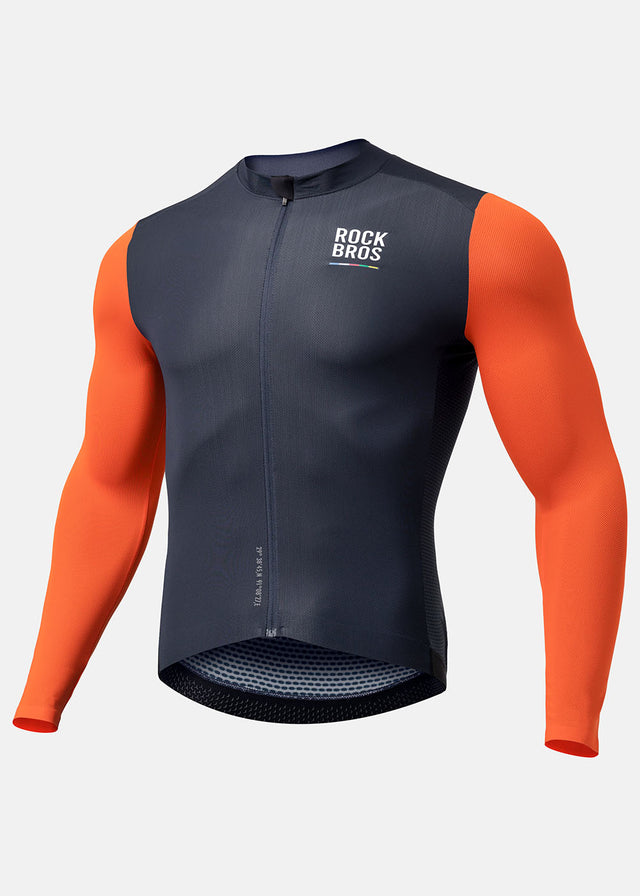 ROCKBROS ROAD TO SKY Men's Long-Sleeve Cycling Jersey Color Blue-Orange