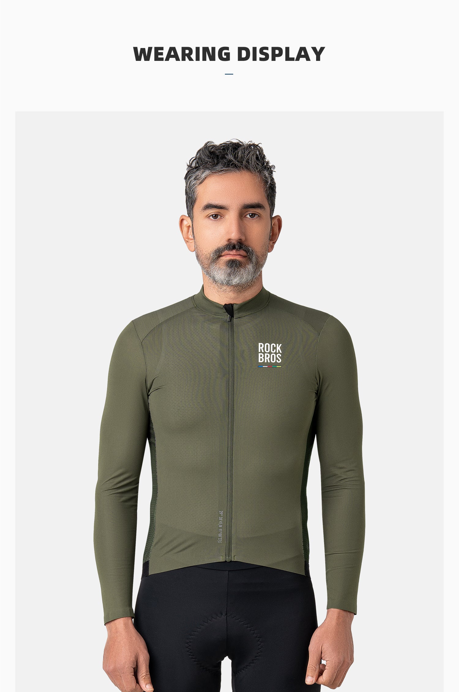 ROCKBROS ROAD TO SKY Men's Long-Sleeve Cycling Jersey Color Green