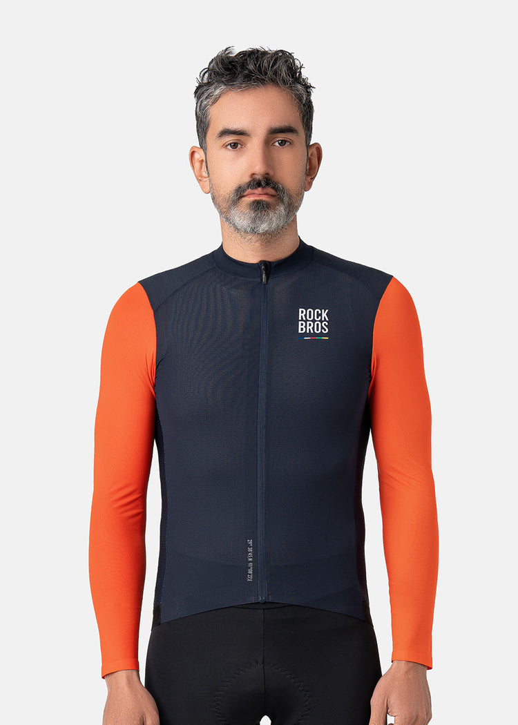 ROCKBROS ROAD TO SKY Men's Long-Sleeve Cycling Jersey Color Blue-Orange