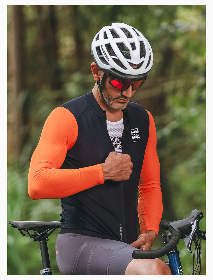 ROCKBROS ROAD TO SKY Men's Long-Sleeve Cycling Jersey Color Blue-Orange