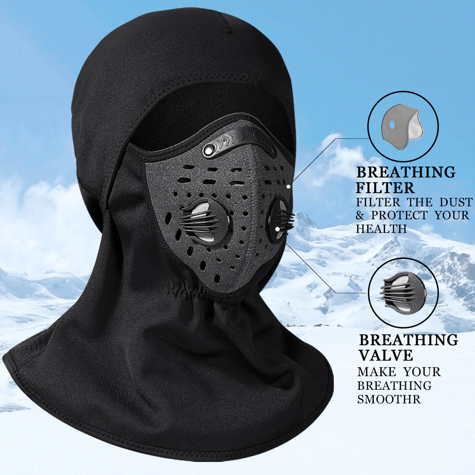 ROCKBROS Ski Mask Balaclava Winter Mask for Men Balaclava Cold Weather Thermal