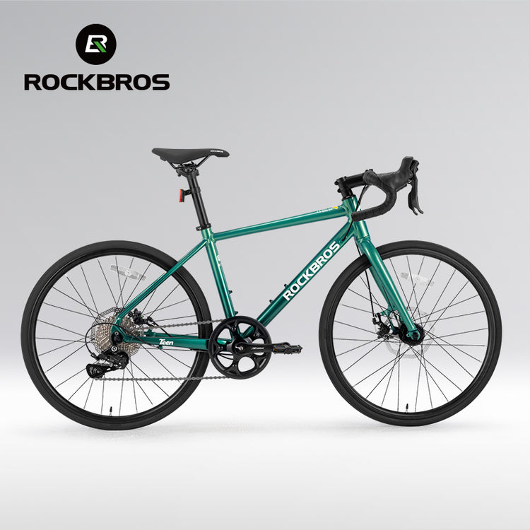 ROCKBROS TEEN-W22H Road Bike For Kids Teens Shimano 10 Speed Curved Handlebar Aluminum Alloy_Color_Spruce Green Gradient