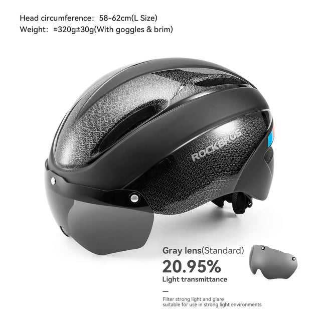 ROCKBROS Ultralight Magnetic Goggles Rear Light Cycling Helmet Color Black