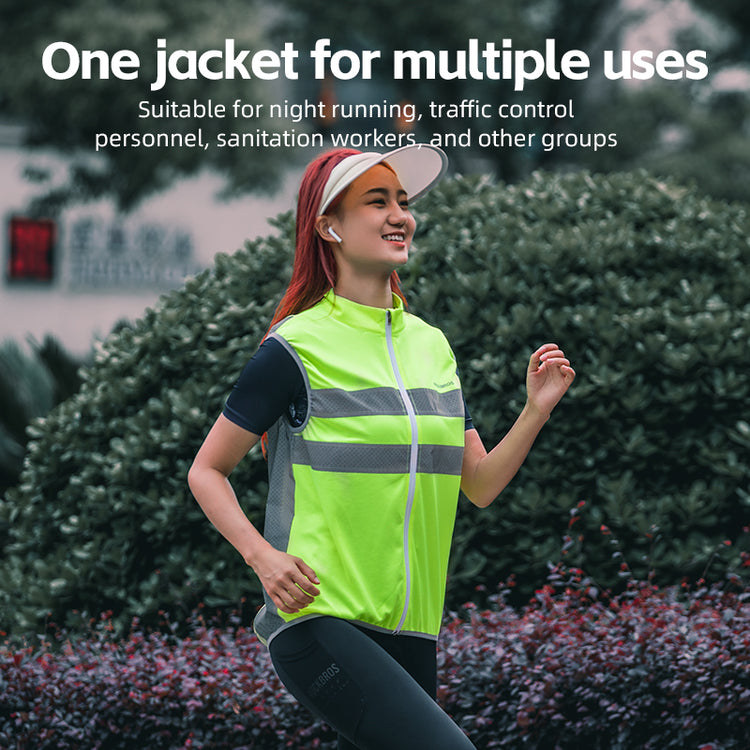 ROCKBROS Unisex Cycling & Running Safety Vest - Reflective, Breathable for Night Riding