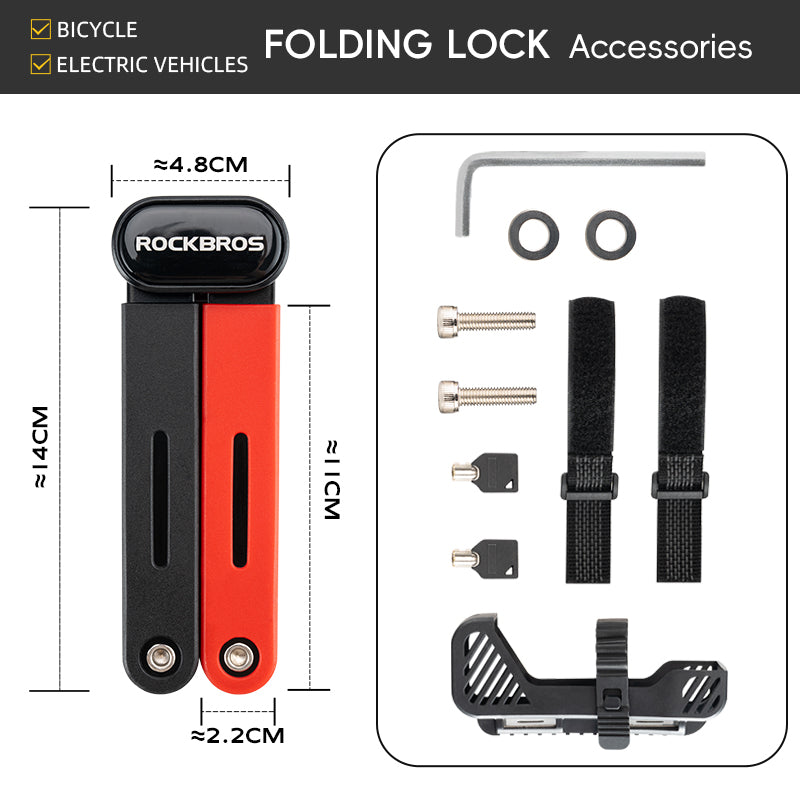 ROCKBROS Portable Bicycle Bike Folding Lock With Bracket