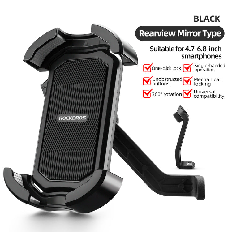 ROCKBROS 360° Rotatable Motorcycle Bike Phone Holder 4.7-6.8Inch Shockproof Cycling Cellphone Mount