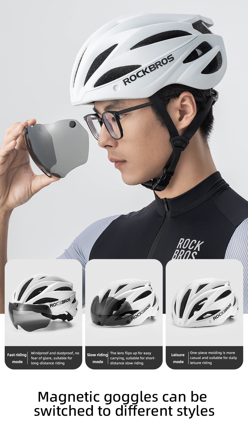 ROCKBROS Cycling Safety Helmet With Removable Goggles