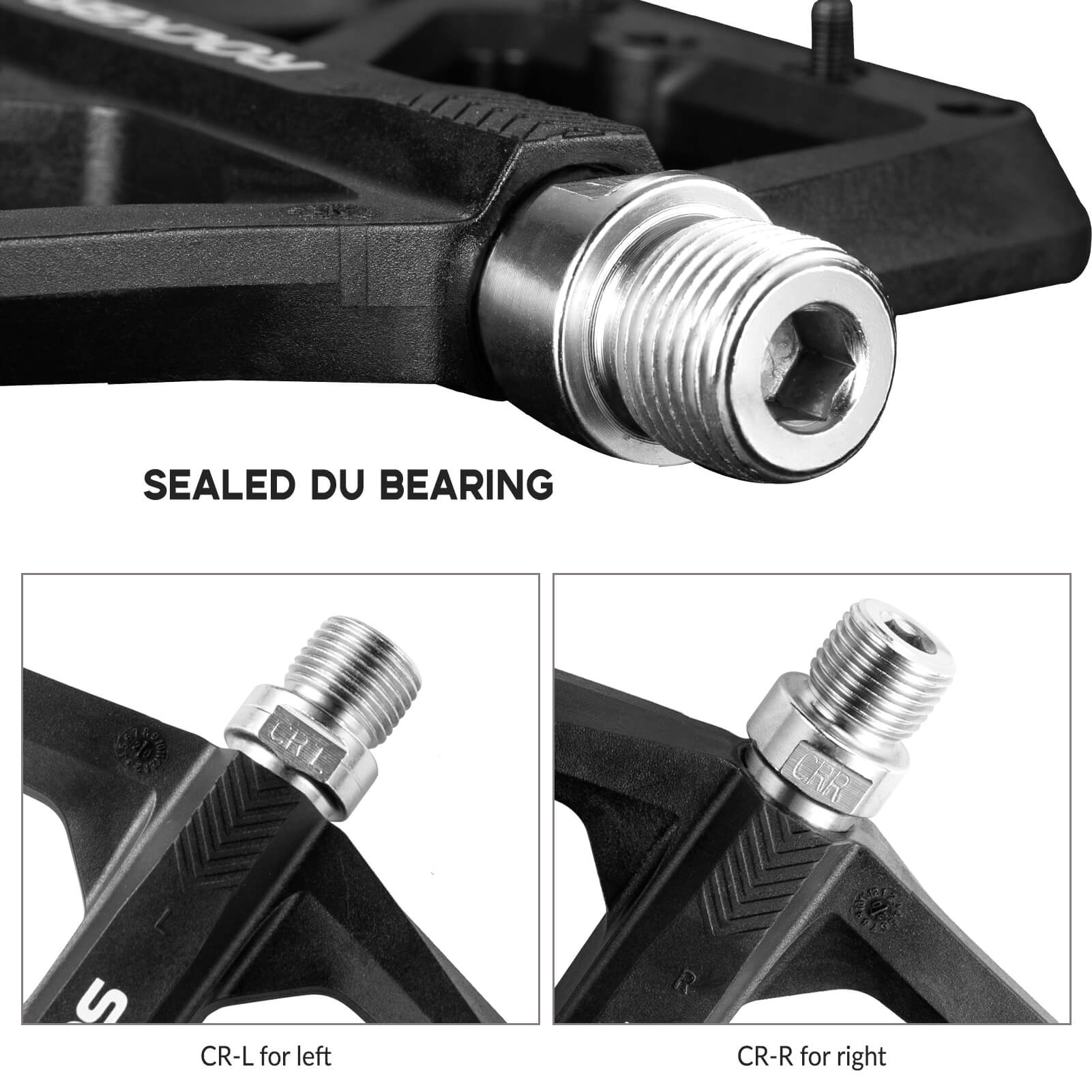 Wide platform composite pedals for comfortable long rides.
#color_black