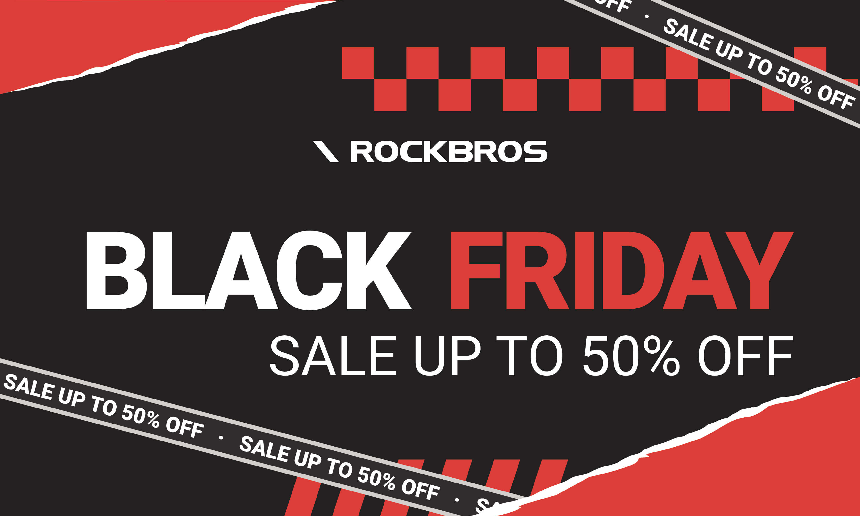 ROCKBROS Black Friday Sale banner – up to 50% off sitewide.