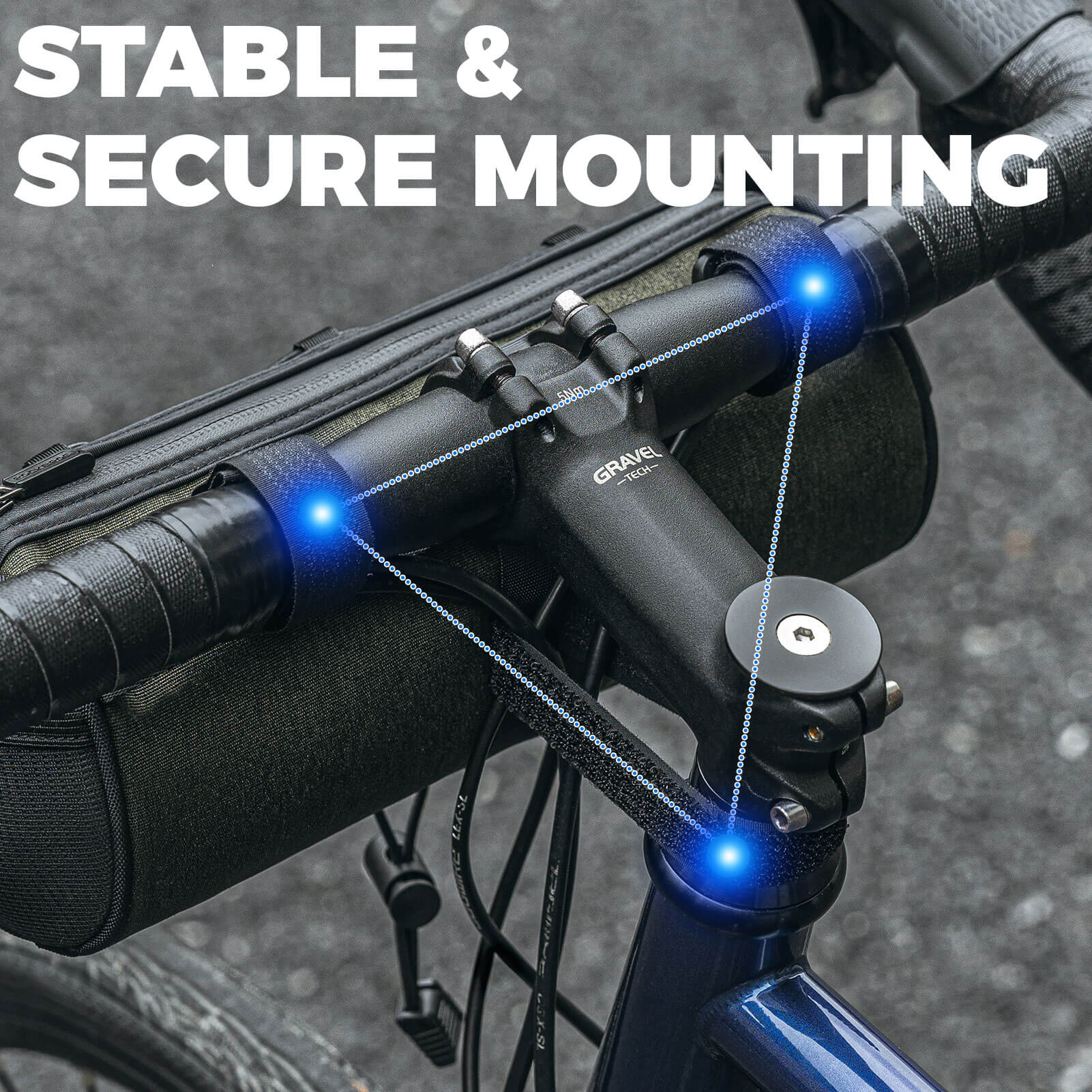 ROCKBROS cycling handlebar roll bag with safety reflective logo and 2L capacity