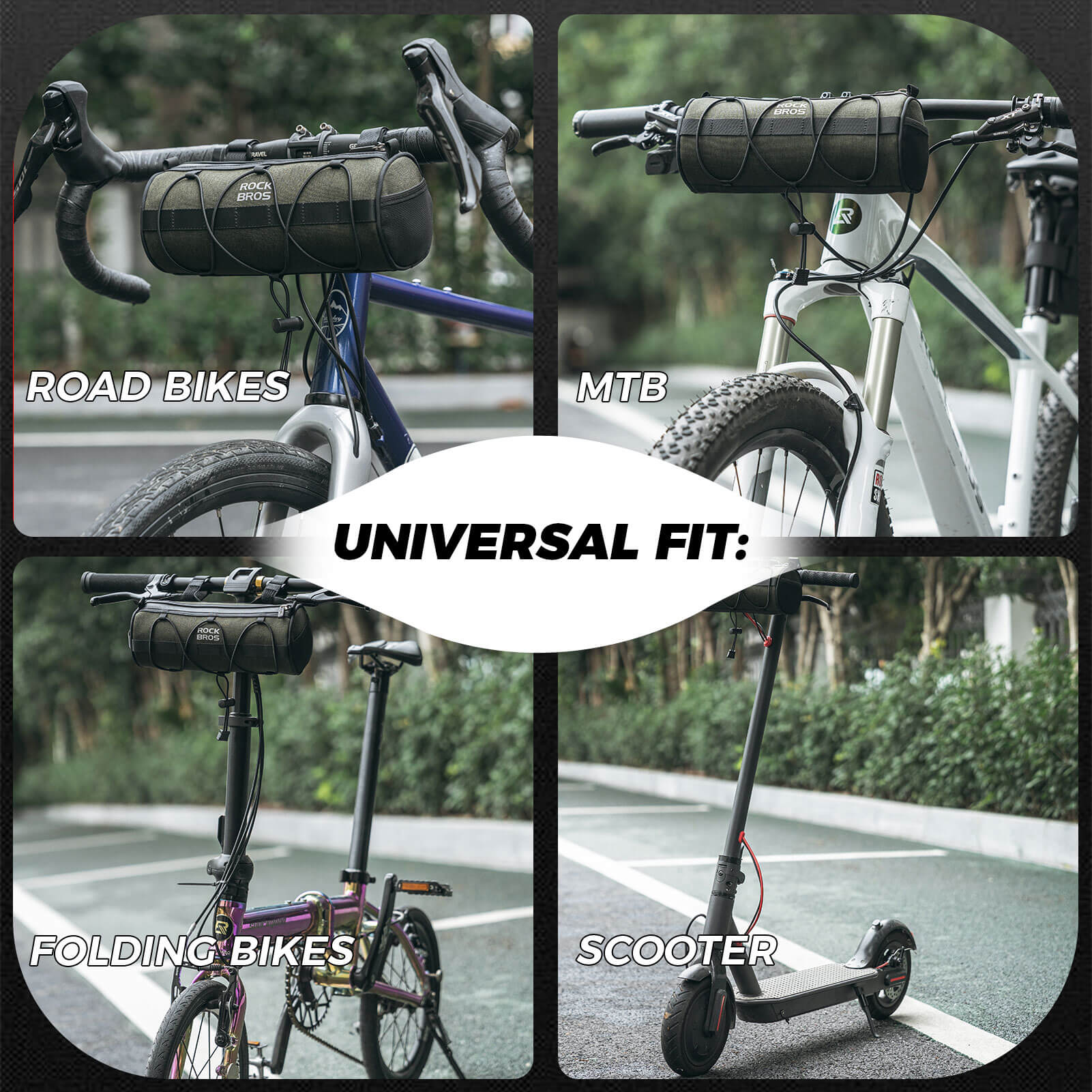 ROCKBROS cycling handlebar roll bag with safety reflective logo and 2L capacity