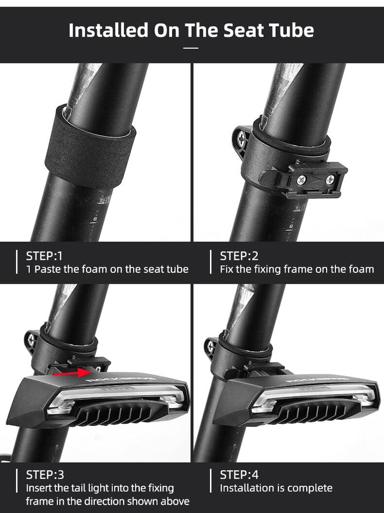 ROCKBROS 1000 Lumen Front Bike Light V9M-1000 + Bicycle Rear Light with Saddle Fitting & Remote Control LKWD-RI