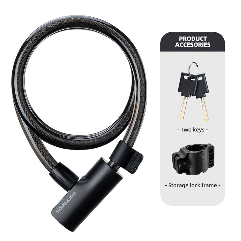 ROCKBROS Bicycle Stell Cable Lock Security Anti-theft Portable Key Lock for MTB Road Bike Motorcycle Lock