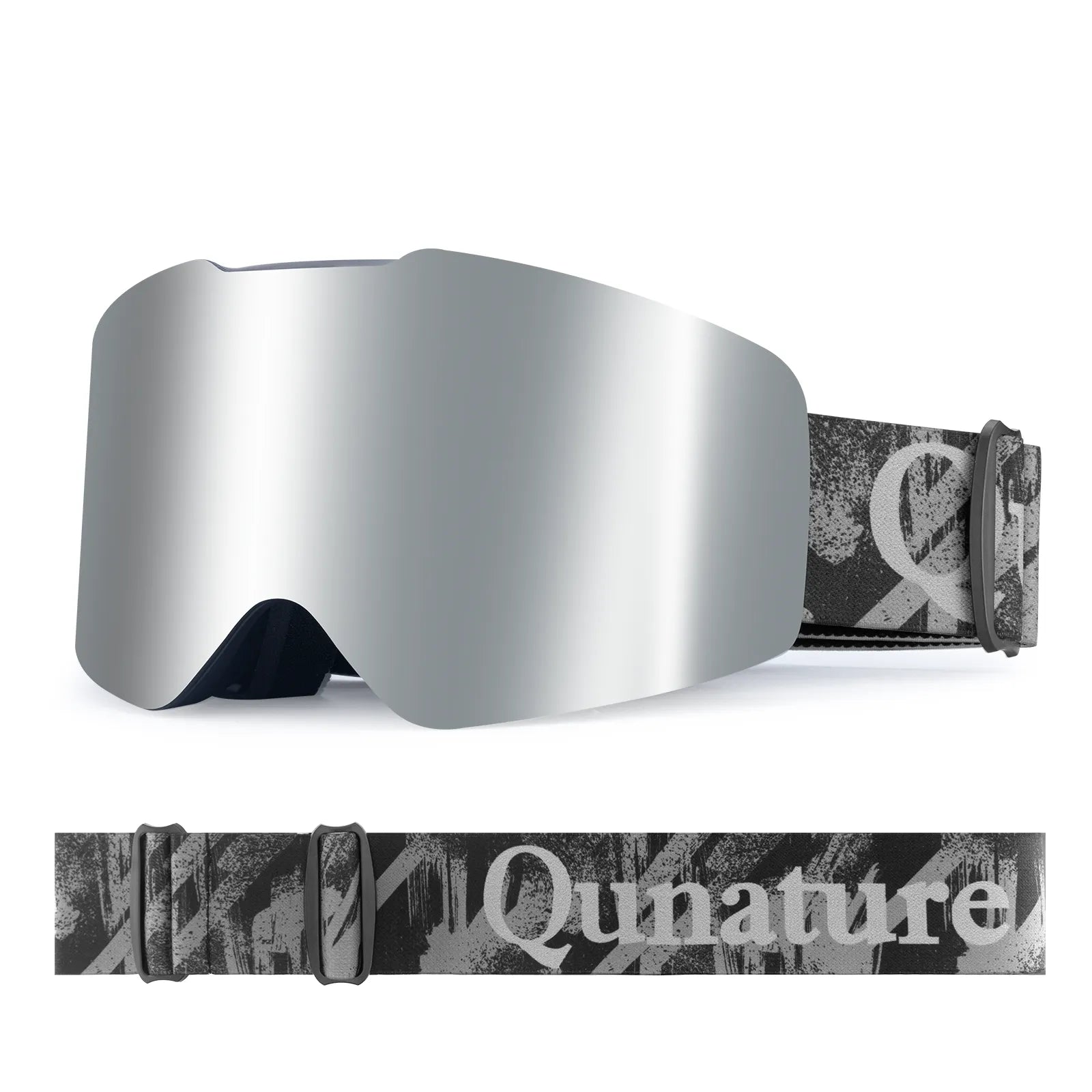 Close-up of Qunature anti-fog wide vision ski goggles lens technology.
#color_black