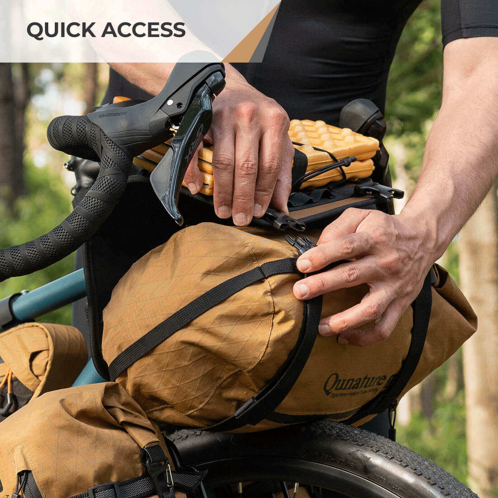Qunature bikepacking handlebar bag extension rack
#color_black